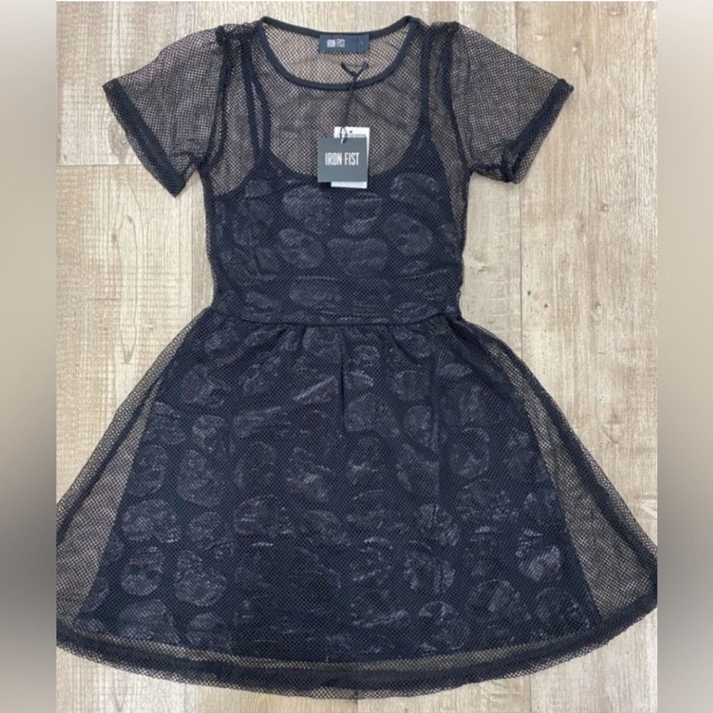 NWT Iron Fist Black Skullz Club Mesh Dress-Medium